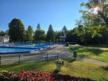 Schwimmbad Friedrichroda mit Sprungturm und Liegewiese